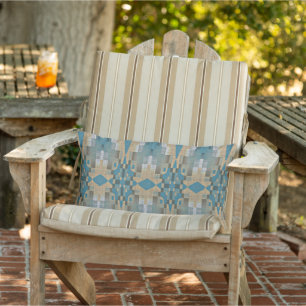 Almofada Lombar Teal Blue Taupe Brown Tribal Art Patterno