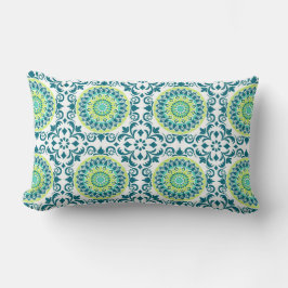 Almofada Lombar Teal e Green Boho Pattern