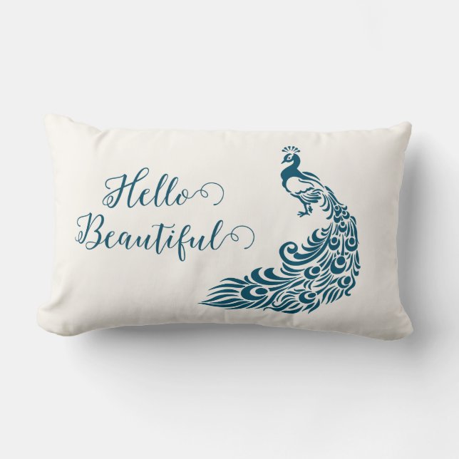 Almofada Lombar Teal Peacock Bold Na moda Art Design (Frente)