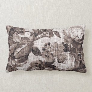 Almofada Lombar Tecido floral No.5 de Brown Toile do tom do Sepia