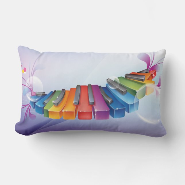 Almofada Lombar Teclado abstrato colorido (Frente)