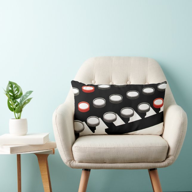 Almofada Lombar Teclado de máquina de escrever antiga estilo retrô (Cadeira)