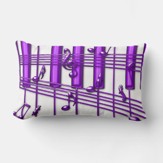 Almofada Lombar Teclado de Piano de Cauda com Notas Musicais Roxo