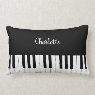 Almofada Lombar Teclado de piano, design preto e branco do