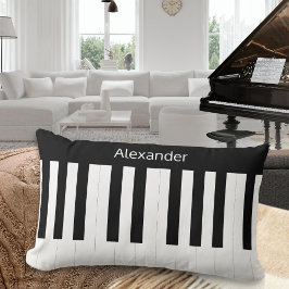 Almofada Lombar Teclado de Piano Preto Branco Instrumento Musical