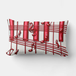 ALMOFADA LOMBAR TECLADO PIANO VERMELHO