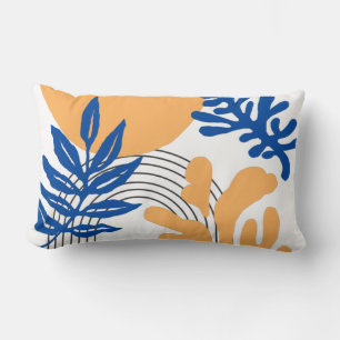 Almofada Lombar Tendy Blue Yellow Abstrato Botanical Shapes Art