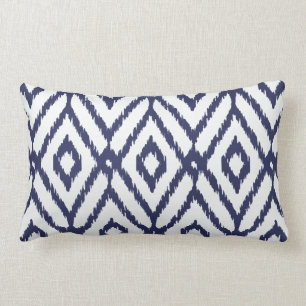 Almofada Lombar Teste padrão azul e branco chique moderno do