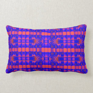Almofada Lombar teste padrão bonito do fractal do vermelho azul