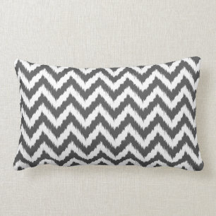 Almofada Lombar Teste padrão branco e cinzento de Chevron Ikat