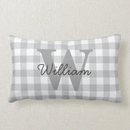 Almofada Lombar Teste padrão Checkered da xadrez cinzenta do