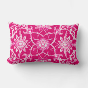 Almofada Lombar Teste padrão chinês de Nouveau da arte - rosa de