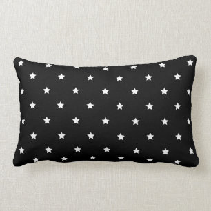 Almofada Lombar Teste padrão de estrelas preto e branco