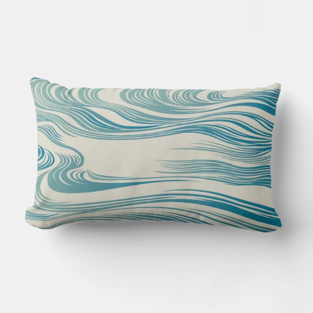 Almofada Lombar Teste padrão de onda tradicional japonês (Frente)