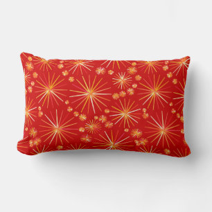 Almofada Lombar Teste padrão de Sputnik do meio século, vermelho