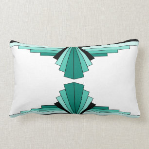 Almofada Lombar Teste padrão do art deco nos verdes