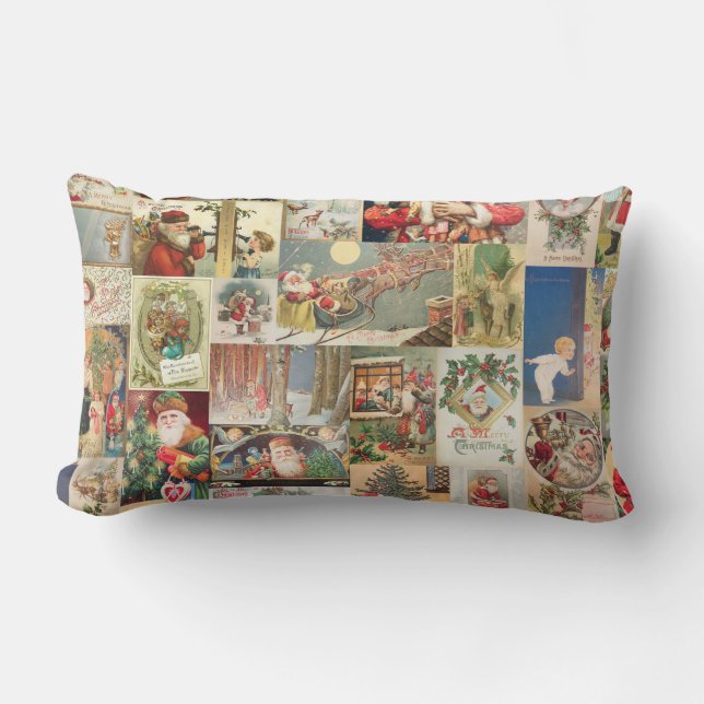 Almofada Lombar Teste padrão do feriado dos cartões do natal (Frente)
