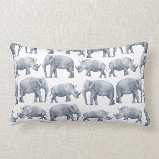 Almofada Lombar Teste padrão dos elefantes & dos Rhinos do safari
