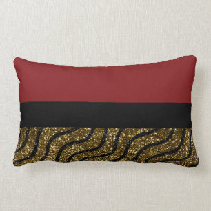 Almofada Lombar Teste padrão Dourado & preto com vermelho