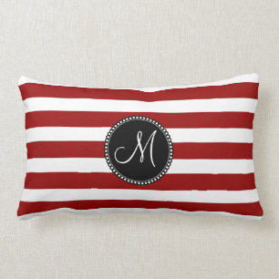 Almofada Lombar Teste padrão horizontal vermelho e branco das