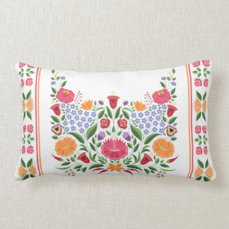 Almofada Lombar Teste padrão popular húngaro - flor do bordado de