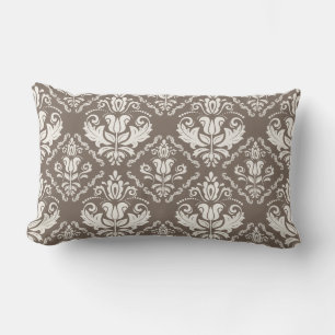 Almofada Lombar Teste padrão retro elegante de Brown de brocado d