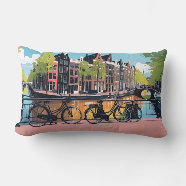 Almofada Lombar Texto personalizado Amsterdã (Frente)