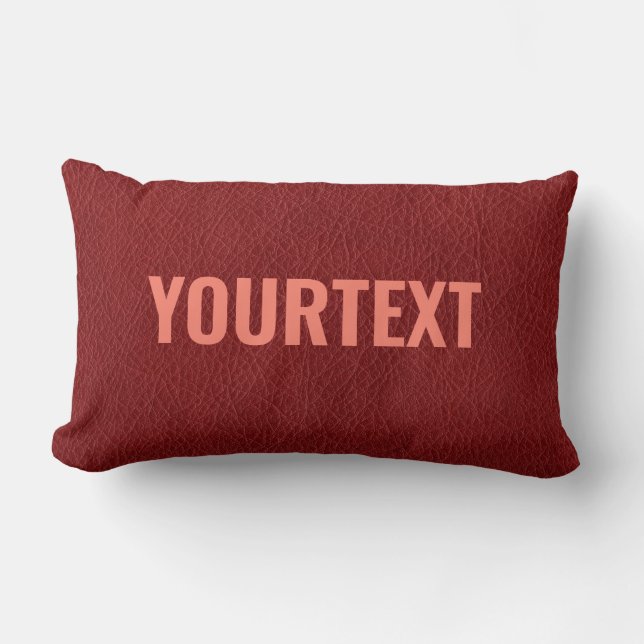 Almofada Lombar Texto Personalizado do Red Brown Leather Modelo (Frente)