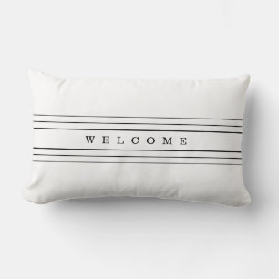 Almofada Lombar Texto personalizado e faixas modernas Preto e br