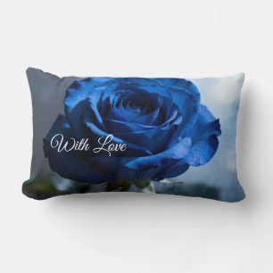 Almofada Lombar Texto Personalizado – Presente Floral de Rosa Azul