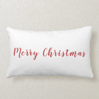 Almofada Lombar Texto Vermelho de Natal Minimalista Branco