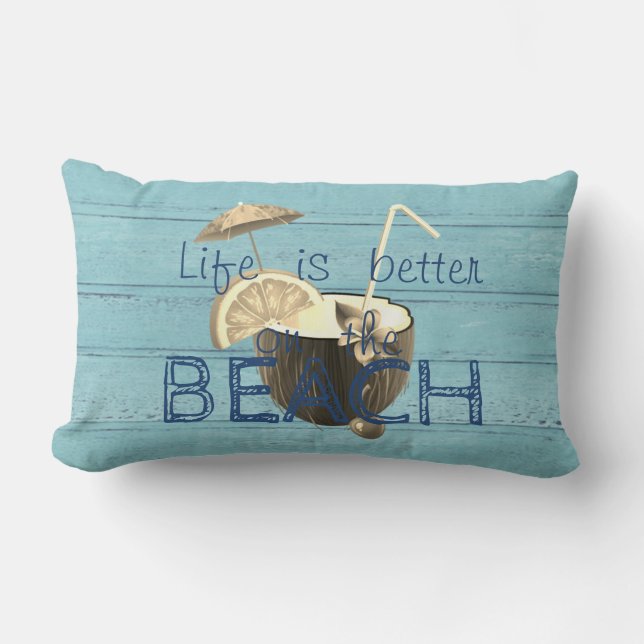 Almofada Lombar Textura Adorável De Madeira, Coquetel De Coco (Frente)