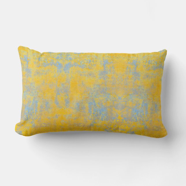 Almofada Lombar textura em azul céu e amarelo (Frente)
