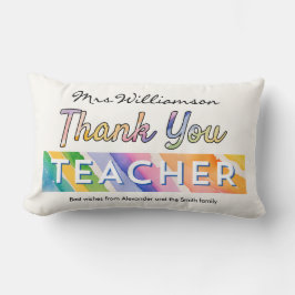 Almofada Lombar Thank You Teacher Colorful Watercolor Personalized