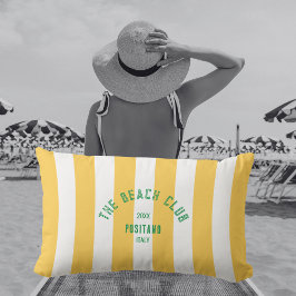 Almofada Lombar The Beach Club Crest Yellow Cabana Stripe