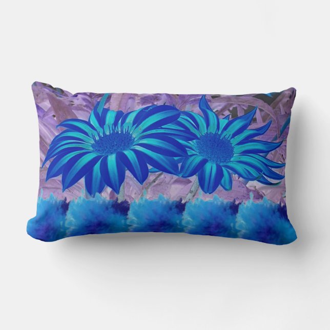 Almofada Lombar Throw Pillow Blue flowers  (Frente)