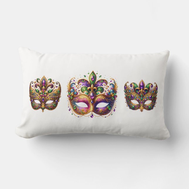Almofada Lombar Throw Pillow Mardi Gras (Frente)