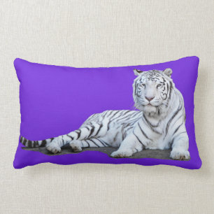Almofada Lombar Tigre branco no roxo