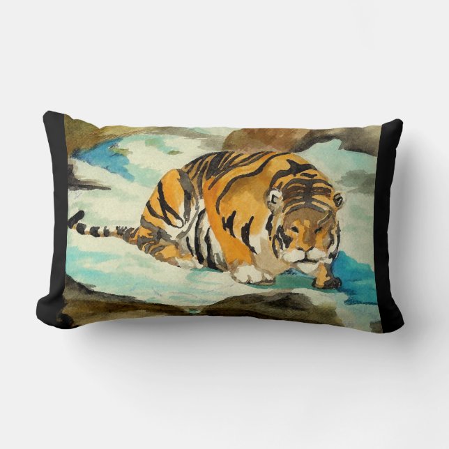 Almofada Lombar Tigre de Aquarela (Frente)