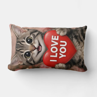 Almofada Lombar Tinsel o Gatinho de Natal "Eu Te Amo"