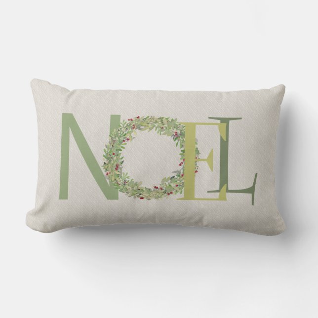 Almofada Lombar Tipografia NOEL com grinalda de Natal (Frente)