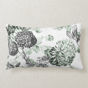 Almofada Lombar Toile botânico preto & branco do verde da espuma