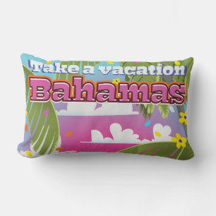 Almofada Lombar Tome uma Férias! Cartoon viagem das Bahamas.