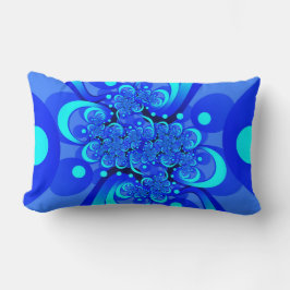 Almofada Lombar Tons de Azul Arte Fractal Abstrata Moderna