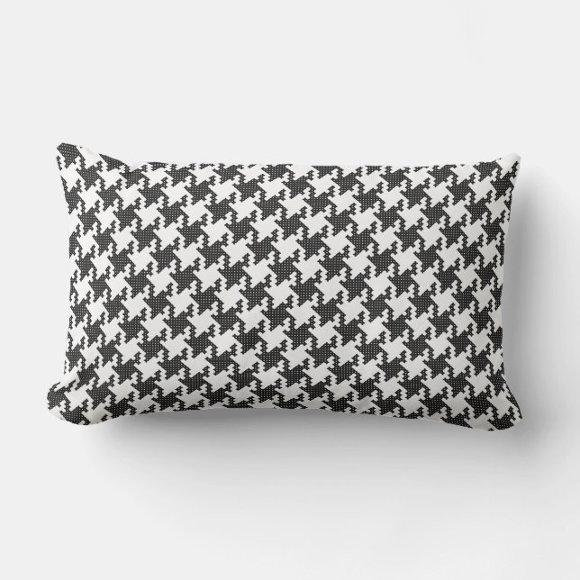 Almofada Lombar Traço cruzado preto&branco Houndstooth Pied-de-Pou (Frente)