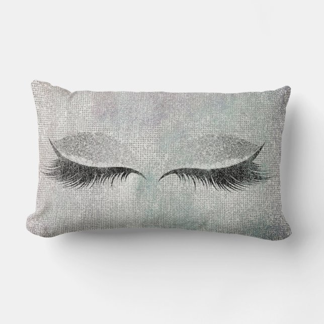 Almofada Lombar Traços de Maquiagem de Pintura Preta com Sequência (Frente)