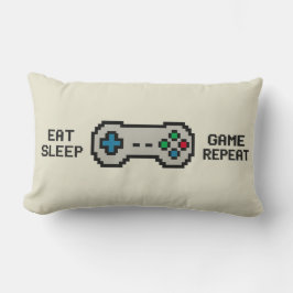 Almofada Lombar Traga o Travesseiro de Pixel Gamer 'Coma Jogue Dur