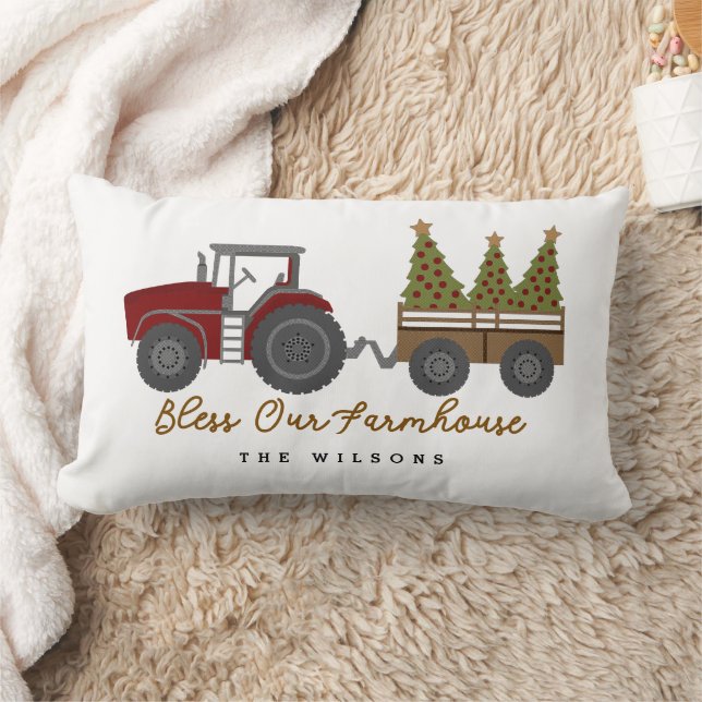 Almofada Lombar Trator de Natal Personalizado para Fazenda (Cobertor)