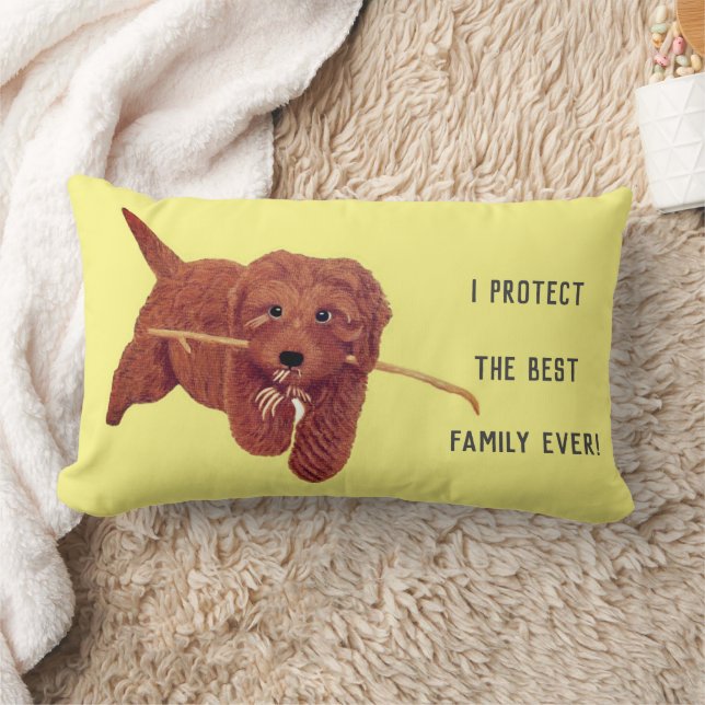 Almofada Lombar Travesseira Decorativa com Golden Doodle (Cobertor)