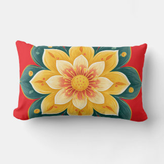 Almofada Lombar Travesseira Decorativa de Estampa Floral Elegante